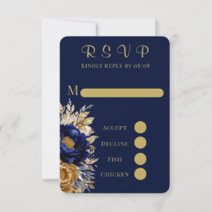 Carte RSVP de mariage peint en or de marine
