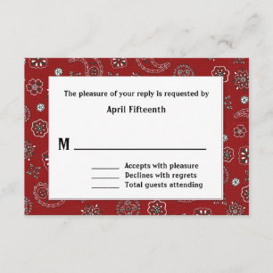 Carte RSVP de mariage personnalisé Red Western Ban