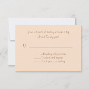 Carte RSVP de mariage personnalisée Pale Peach