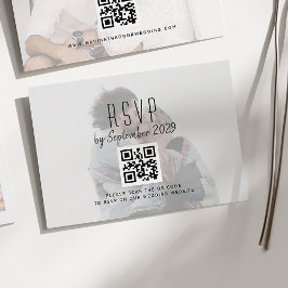 Carte RSVP de mariage photo avec code QR