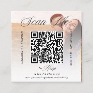 Carte RSVP de mariage photo minimaliste QR Code
