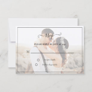 Carte RSVP de mariage photo minimaliste simple et