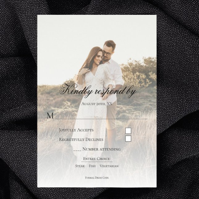 Carte RSVP de mariage photo moderne et superpositi (Modern Photo and Overlay Wedding RSVP)