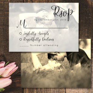 Carte RSVP de mariage photo vintage