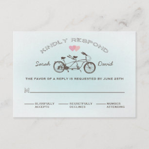 Carte RSVP de mariage pour bicyclette en tandem bl