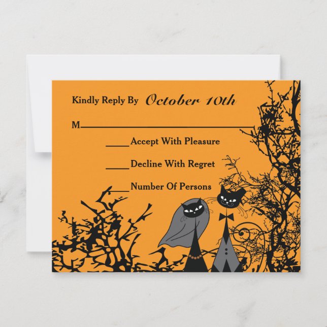 Carte RSVP de mariage pour chats d'Hallomariage (Devant)