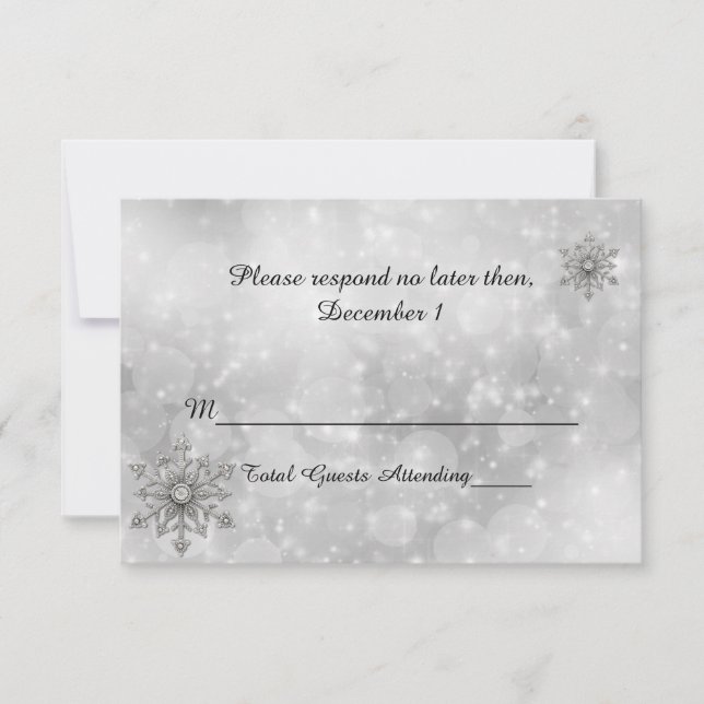 Carte RSVP de mariage pour flocon de neige d'hiver (Devant)