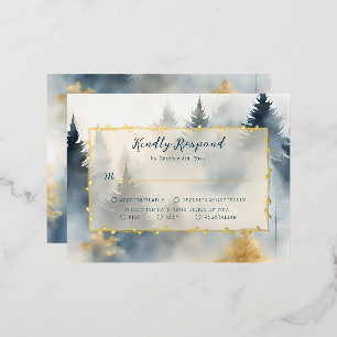 Carte RSVP de mariage pour la forêt de pins d'hive
