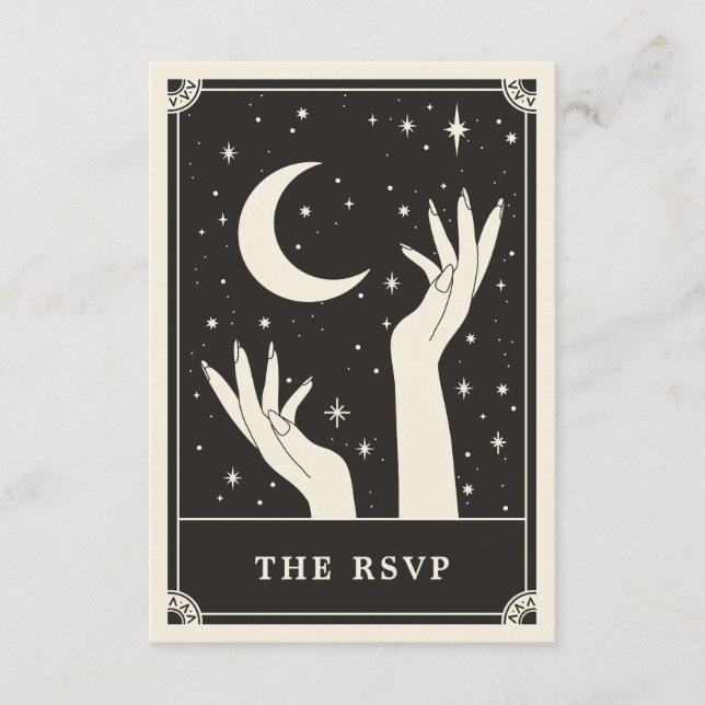 Carte RSVP de mariage pour la lune de tarot de Boh (Devant)