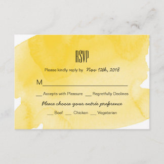 Carte RSVP de mariage pour lave-linge couleur jaun
