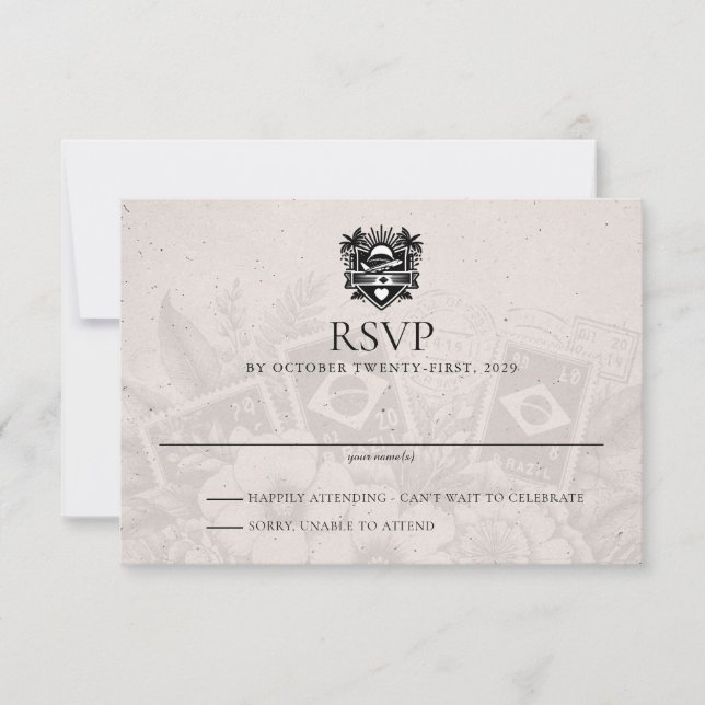 Carte RSVP de mariage pour le Brésil (Devant)