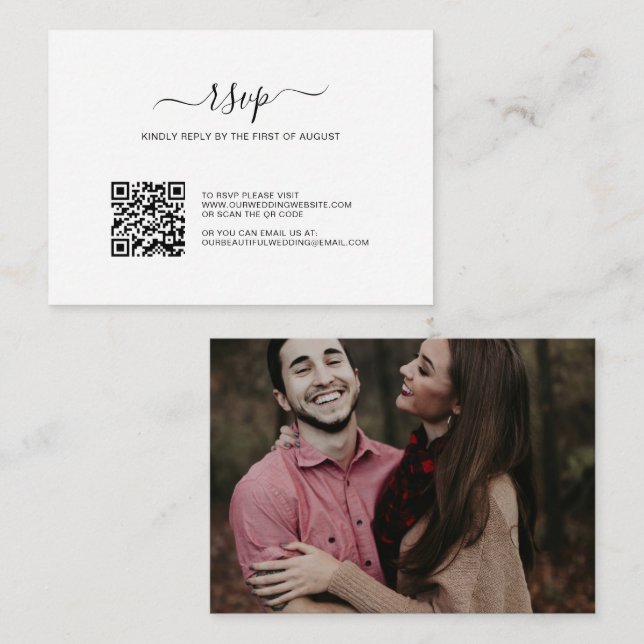 Carte RSVP de mariage pour le budget de code QR si (Devant / Derrière)