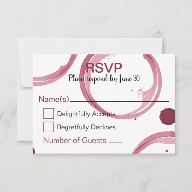 Carte RSVP de mariage pour le vin (Devant)