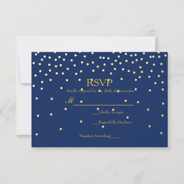 Carte RSVP de mariage pour les points Confetti Blu (Devant)