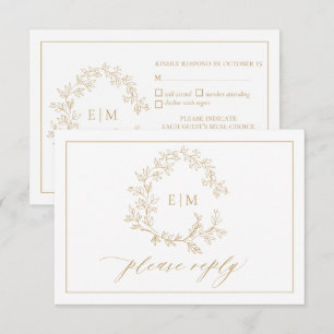 Carte RSVP de mariage pour monogramme de crête dor