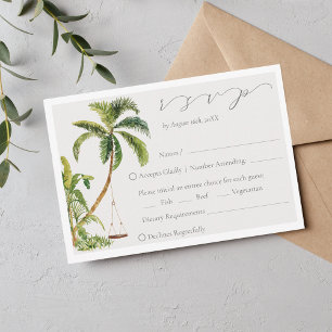 Carte RSVP de mariage pour palmiers tropicaux