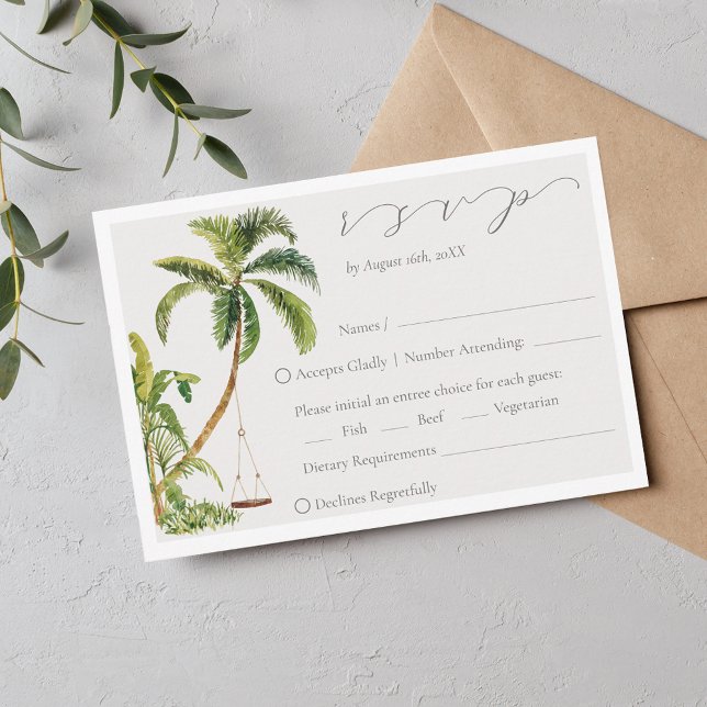 Carte RSVP de mariage pour palmiers tropicaux (Créateur téléchargé)