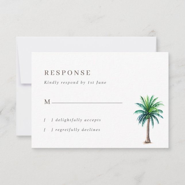 Carte RSVP de mariage pour palmiers tropicaux (Devant)