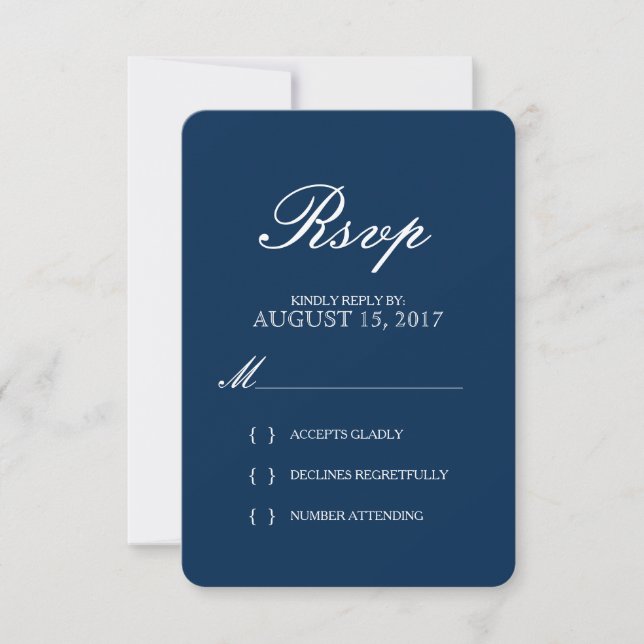 Carte RSVP de mariage pour typographie simple et é (Devant)