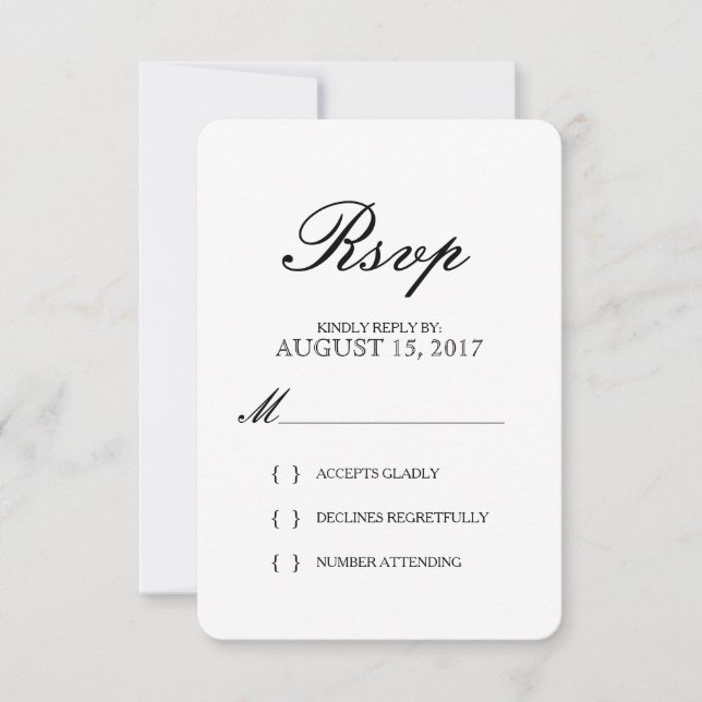 Carte RSVP de mariage pour typographie simple et é (Devant)