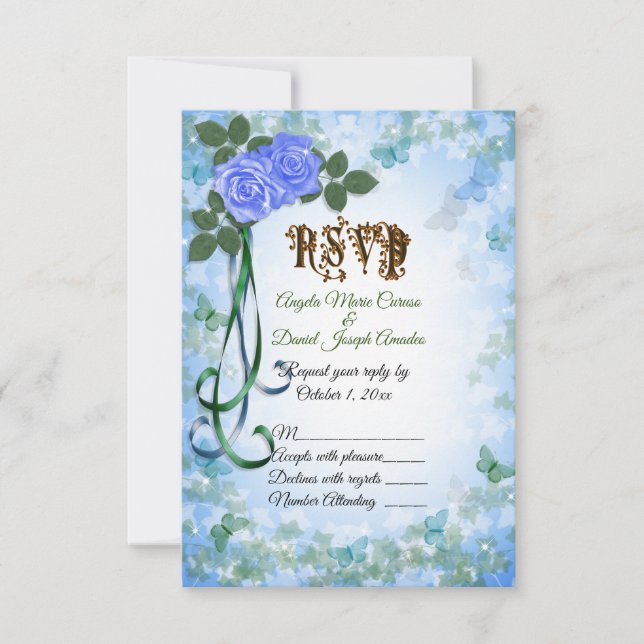 Carte RSVP de mariage Printemps Rose (Devant)