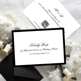 Carte RSVP de mariage QR en noir et blanc