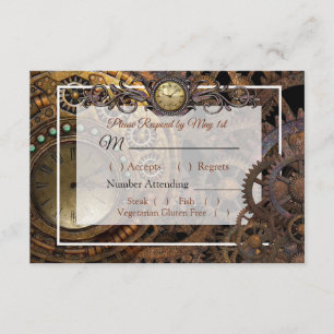 Carte RSVP de mariage Renaissance Steampunk