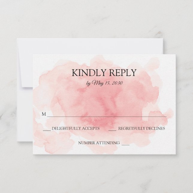 Carte RSVP de mariage rose (Devant)
