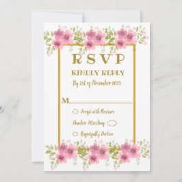 Carte RSVP de mariage rose anémone floral Aquarell