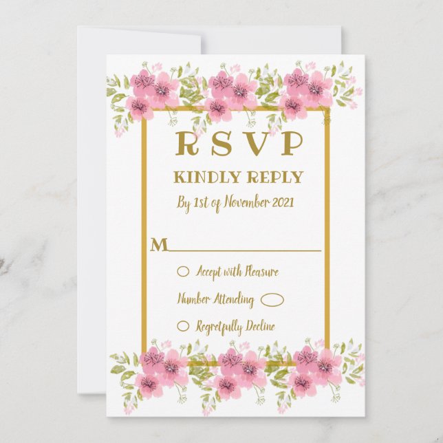 Carte RSVP de mariage rose anémone floral Aquarell (Devant)