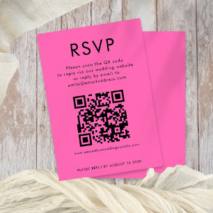 Carte RSVP de mariage rose chaud QR simple
