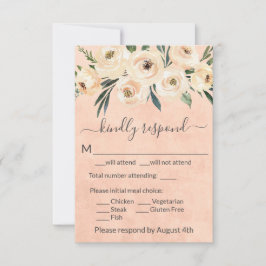 Carte RSVP de mariage rose floral