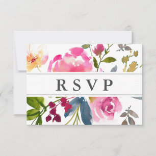 Carte RSVP de mariage rose floral avec options de
