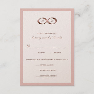 Carte RSVP de mariage rose Gold Infinity Hand Clas