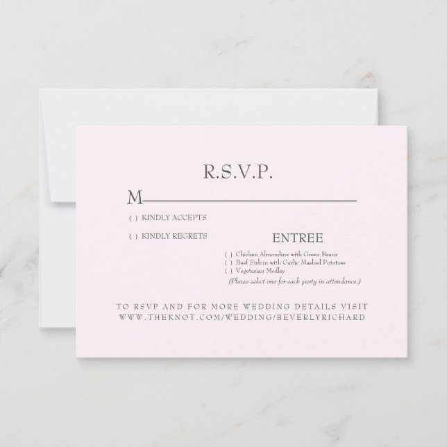 Carte RSVP de mariage rose intemporel (Devant)