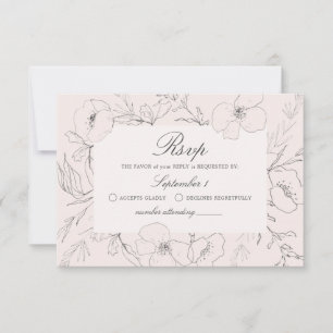 Carte RSVP de mariage rose pâle croisé main