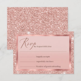 Carte RSVP de mariage rose Parties scintillant or