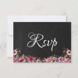 Carte Rsvp de mariage rose rose floral