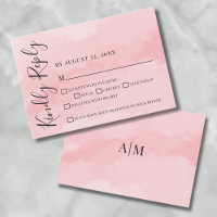 Carte RSVP de mariage rose simple et élégante
