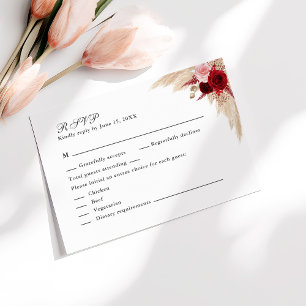 Carte RSVP de mariage Rose tropical