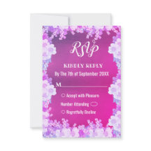 Carte RSVP de mariage rose violet anémoné floral