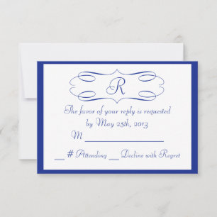 Carte RSVP de mariage Royal Blue Monogram