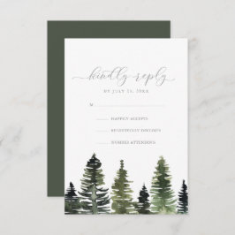 Carte RSVP de mariage RSVP Rustic Watercolor Pine 
