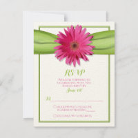 Carte RSVP de mariage Ruban Vert Gerbera Daisy Ros