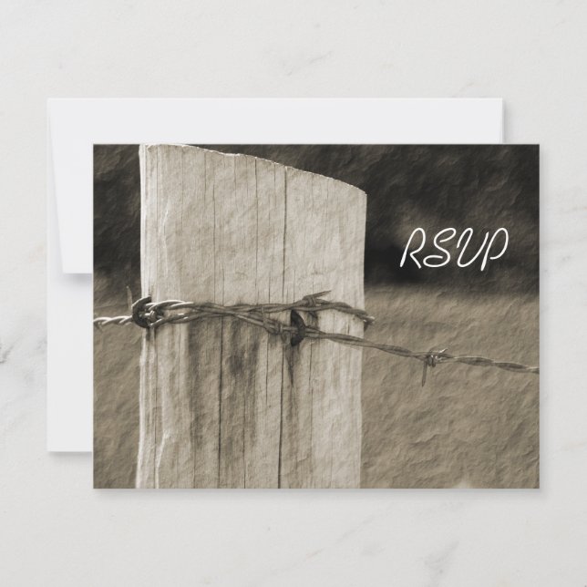 Carte RSVP de mariage rural de ferme après clôture (Devant)