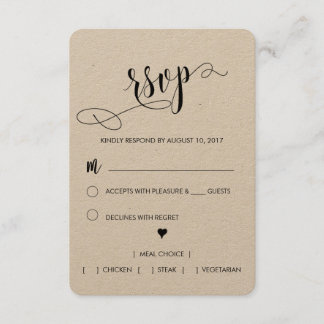 Carte RSVP de mariage rustique