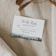 Carte RSVP de mariage rustique de pin de montagne