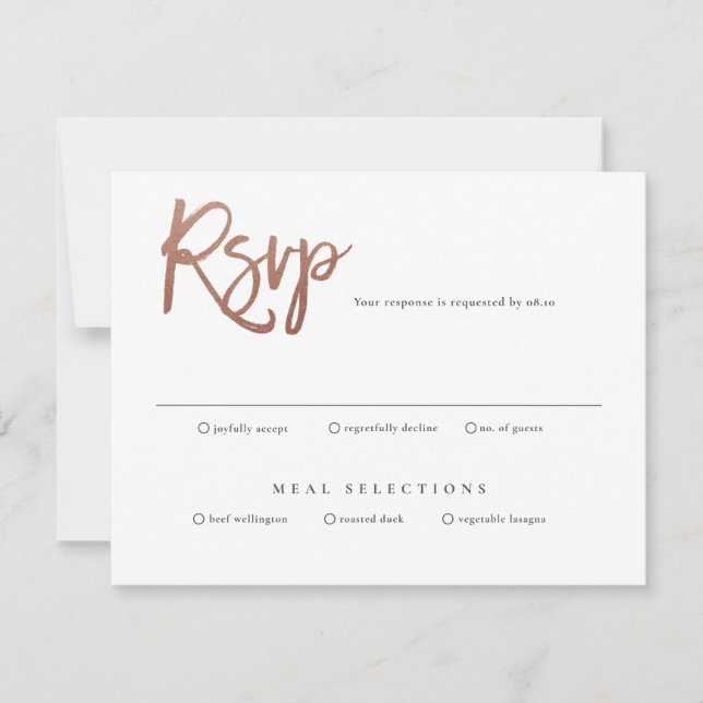 Carte rsvp de mariage script moderne (Devant)