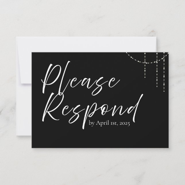 Carte RSVP de mariage simple et moderne en noir et (Devant)