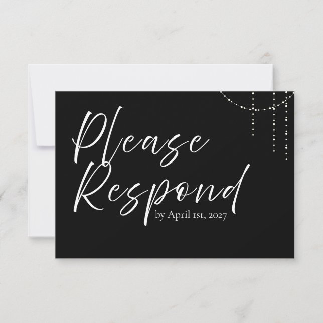 Carte RSVP de mariage simple et moderne en noir et (Devant)